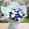 White Rose with Blue Orchid